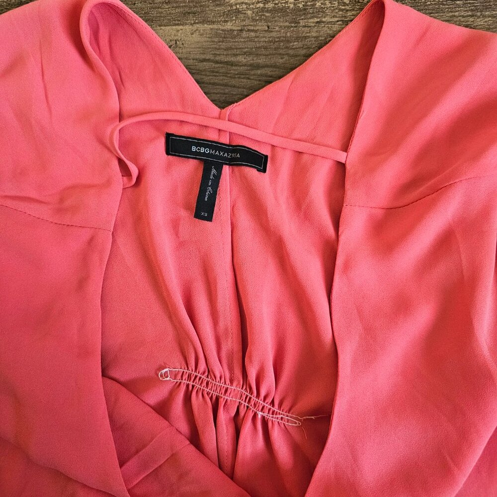 BCBGMaxAzria Shannah Short Batwing Sleeve Top Blouse XS Coral - Picture 4 of 6